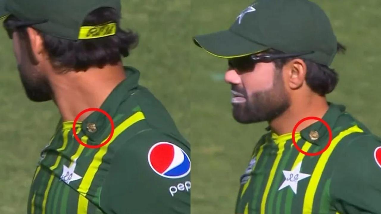 Mohammad Rizwan Wearing A Badge On His Collar