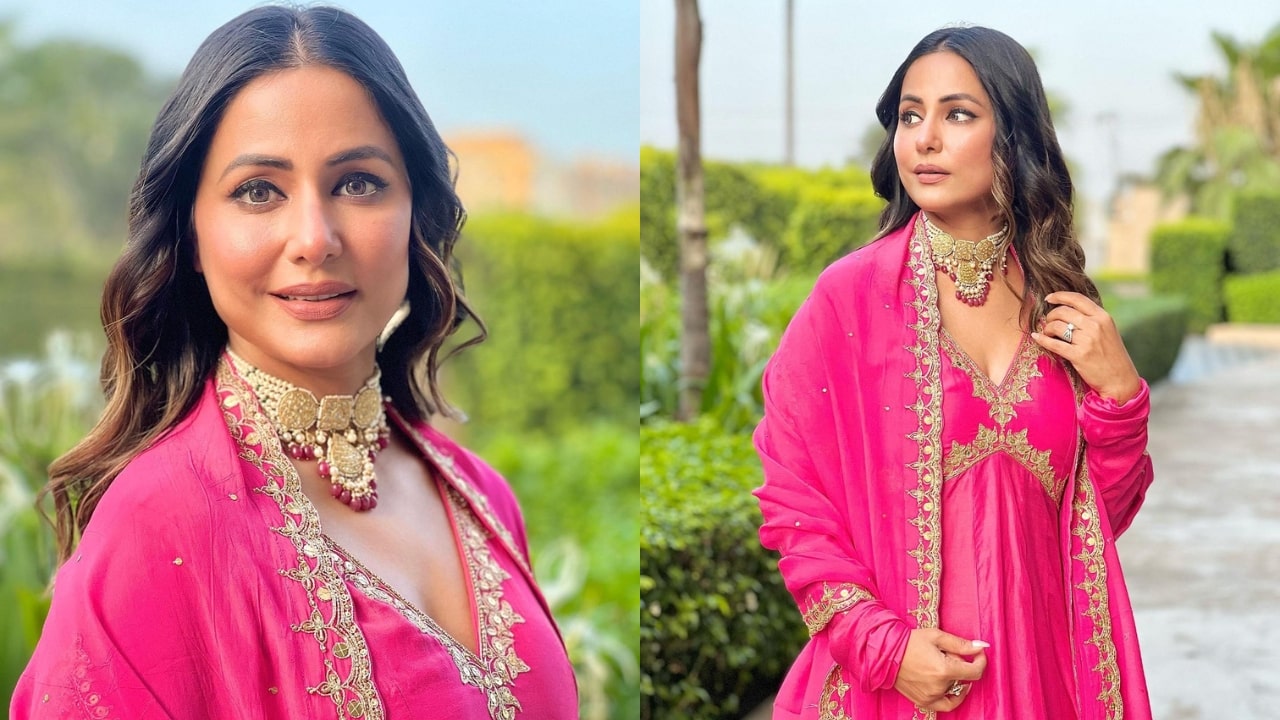 Hina Khan Stuns In Pink Suit