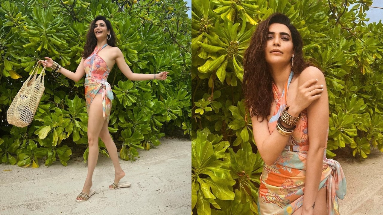 Karishma Tanna In Pattern Swimsuit