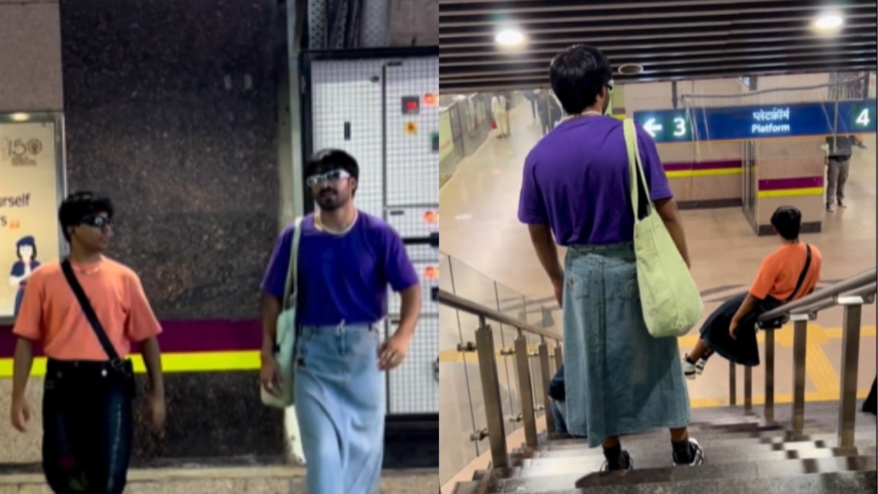 Men Wearing Skirt In Delhi Metro