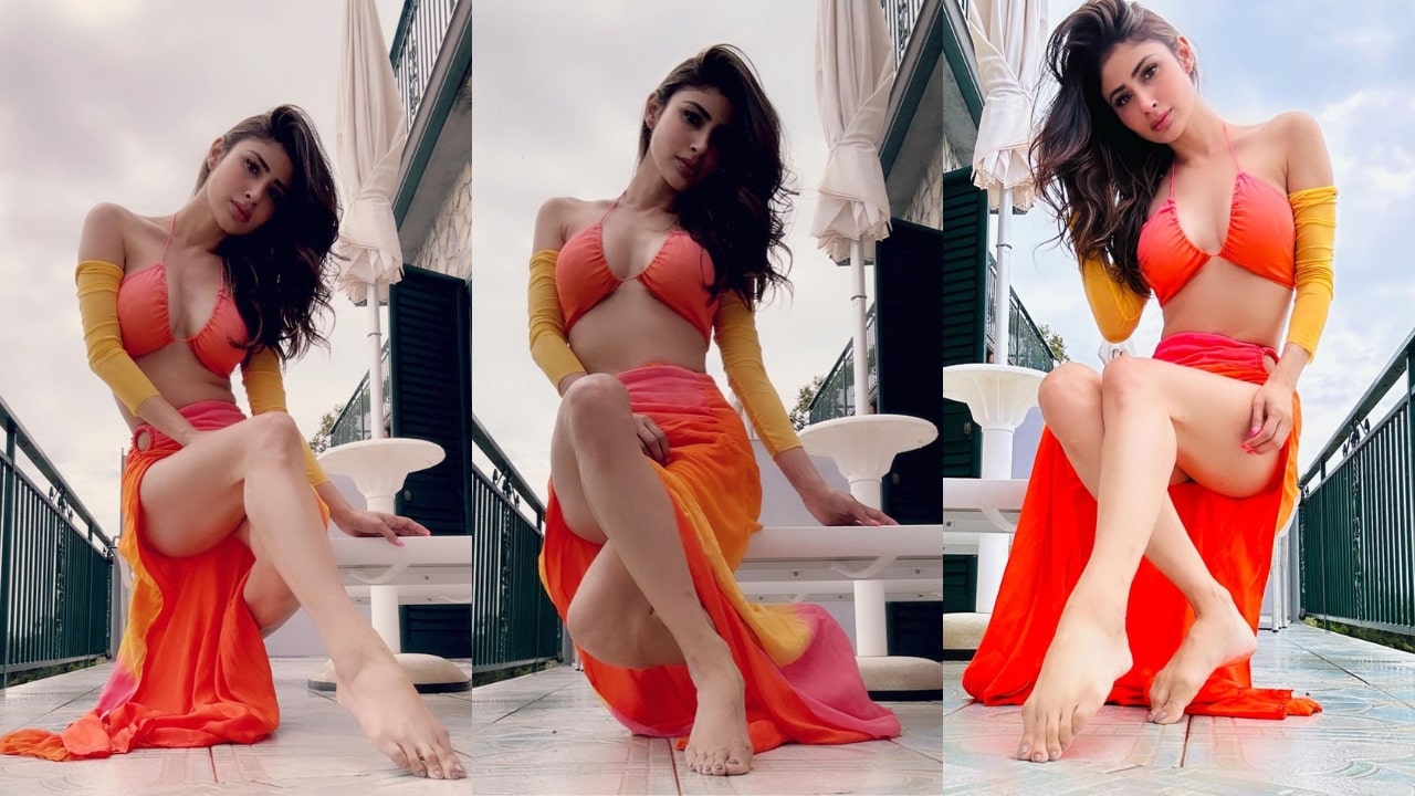 Mouni Roy Orange Bikini