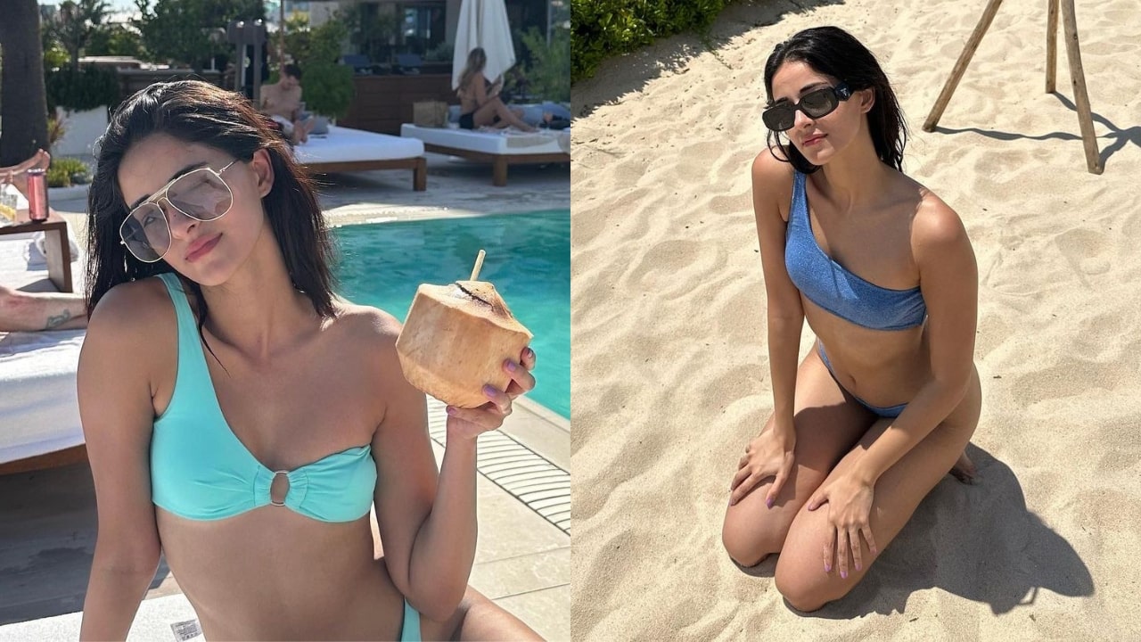 Ananya Panday Toned Figure In Blue Bikini