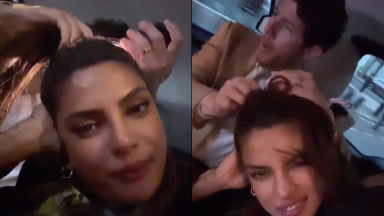 Nick Jonas Grooms Priyanka Chopra Hair