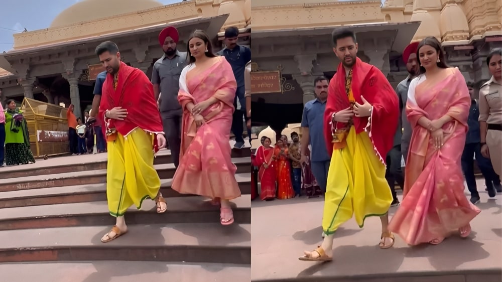 Parineeti Chopra and Raghav Chadha Temple Visit Slippers
