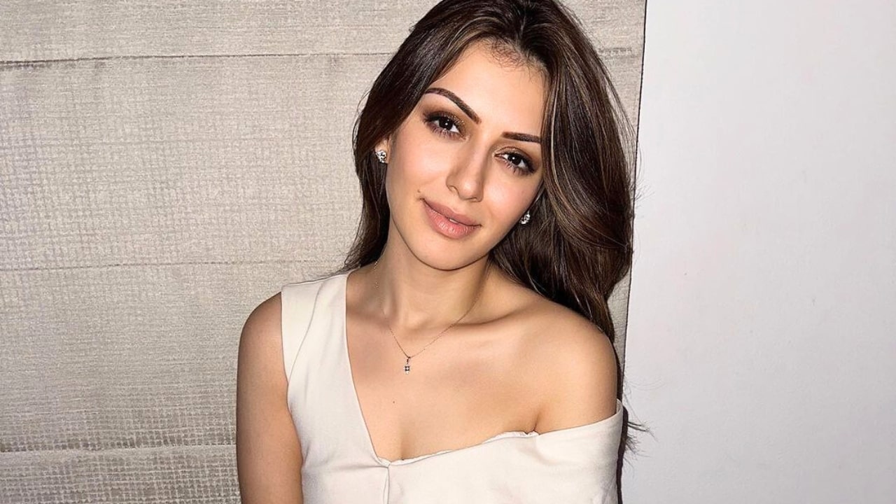 Hansika Motwani In White Thigh High-Slit Dress