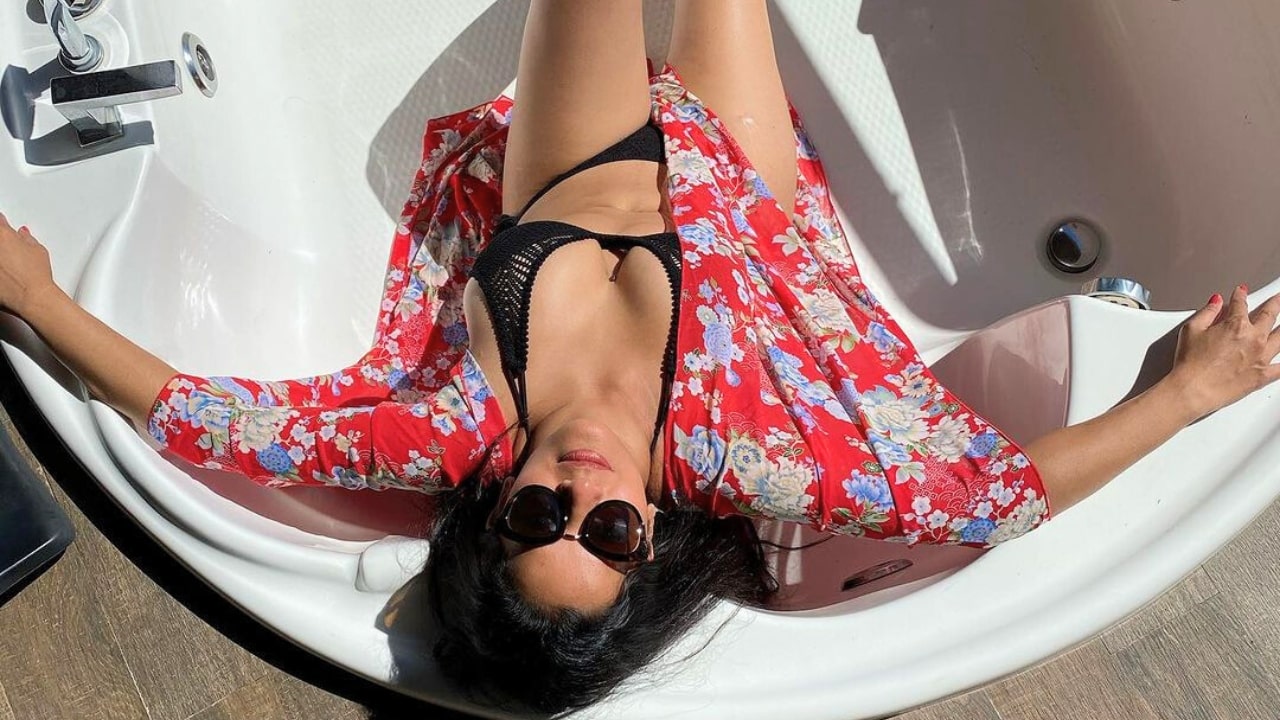 Monalisa Poolside Photos In Black Bikini