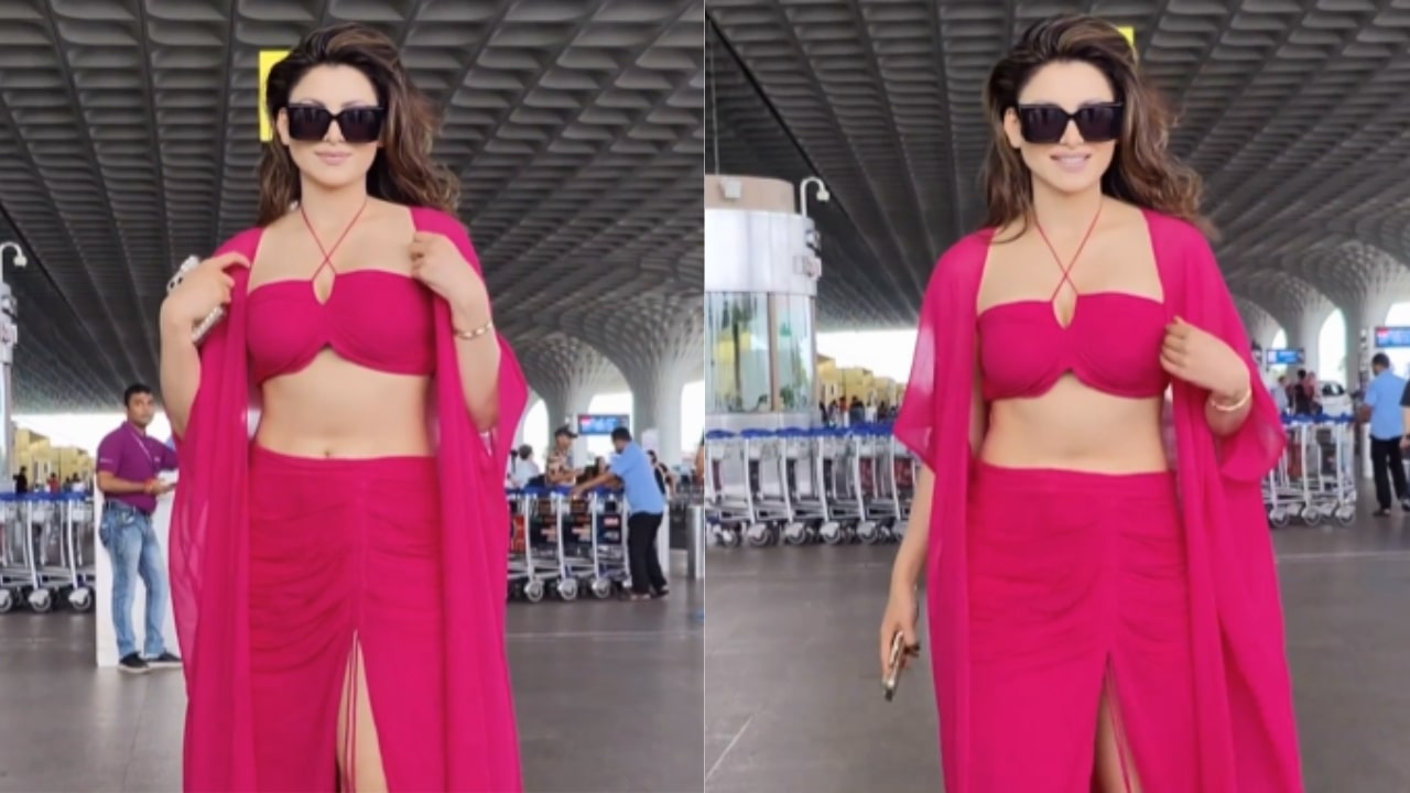 Urvashi Rautela In Pink Scarlet Gown