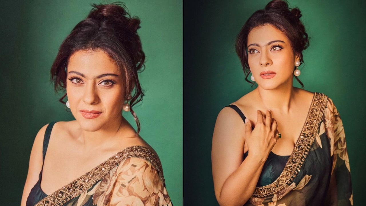 Kajol Teal Green Saree