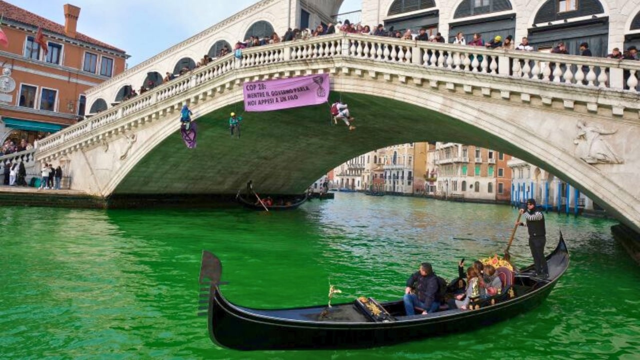 Venice Grand Canal Green Protest