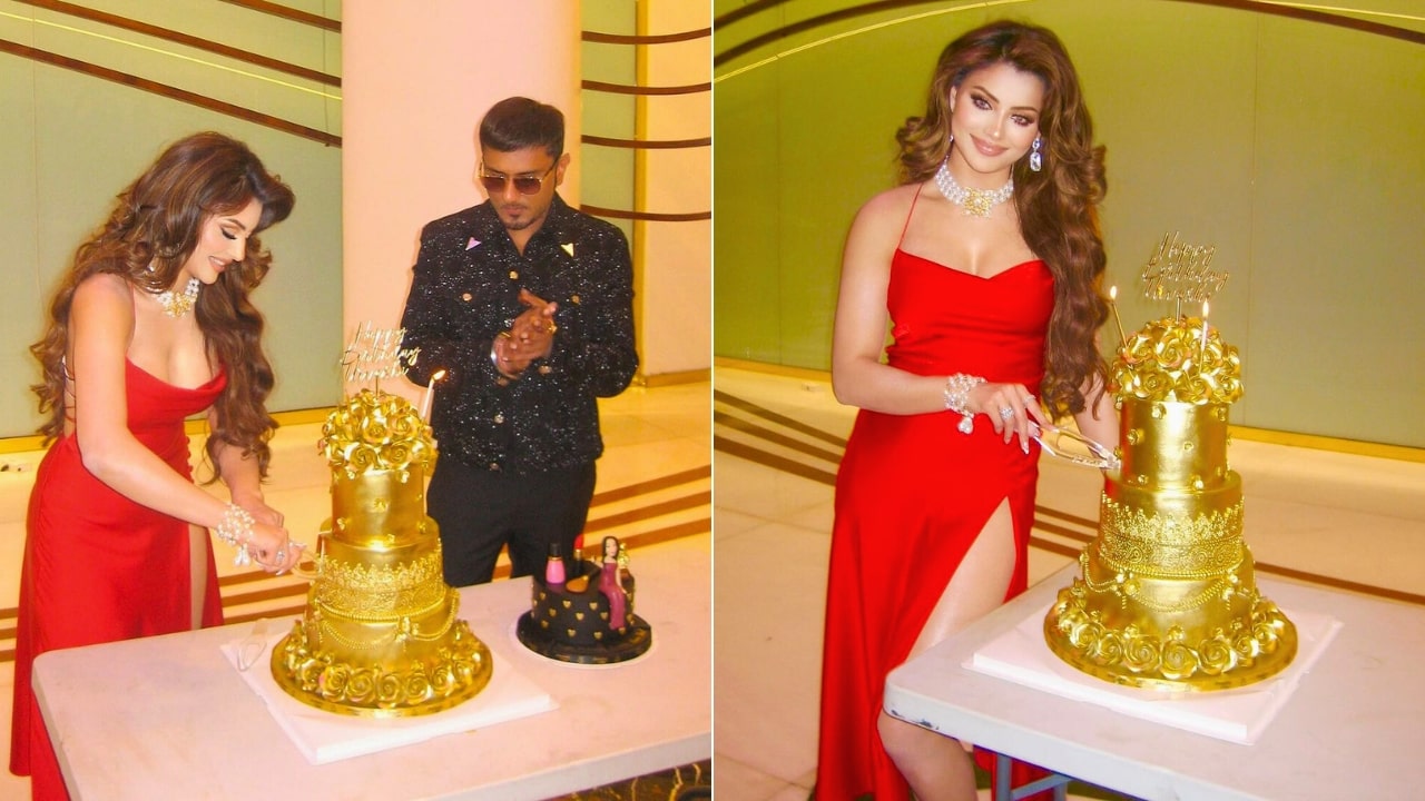 Urvashi Rautela Cuts Gold Cake