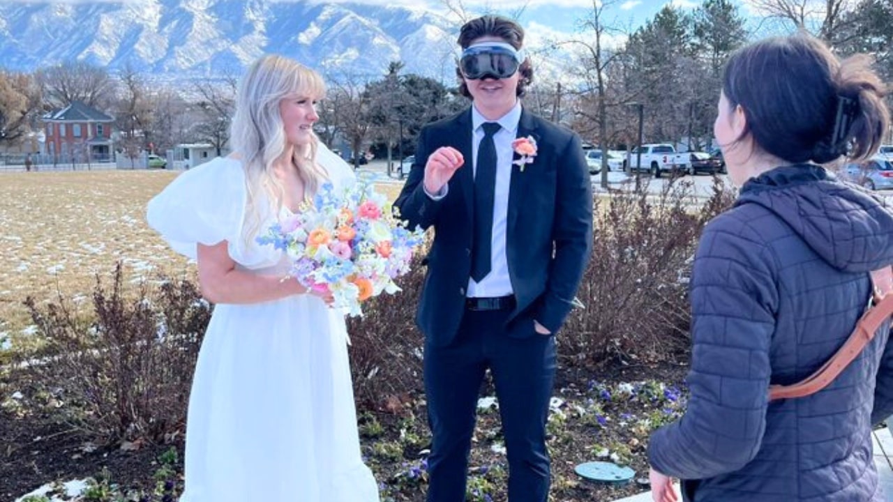 Groom Wears VR Headset Wedding