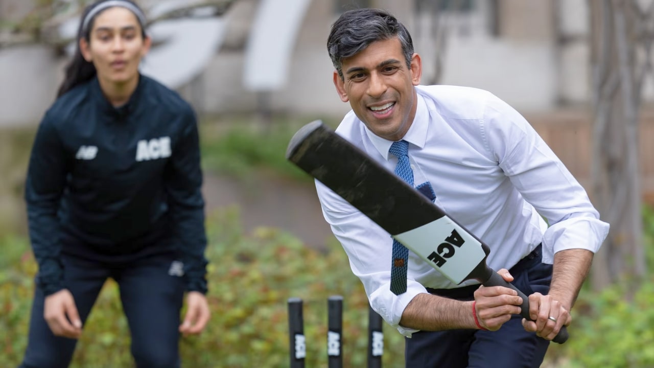 Rishi Sunak Playing Cricket