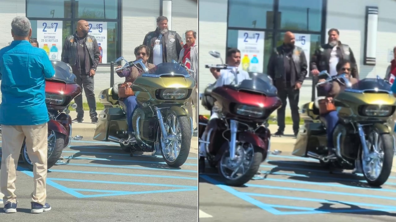 Indian Tourists Pose On American Bikes