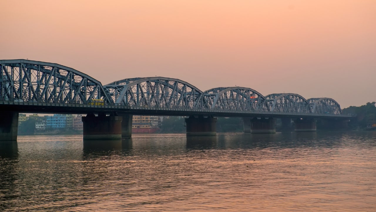 Bridge Over Ganga At Sunset