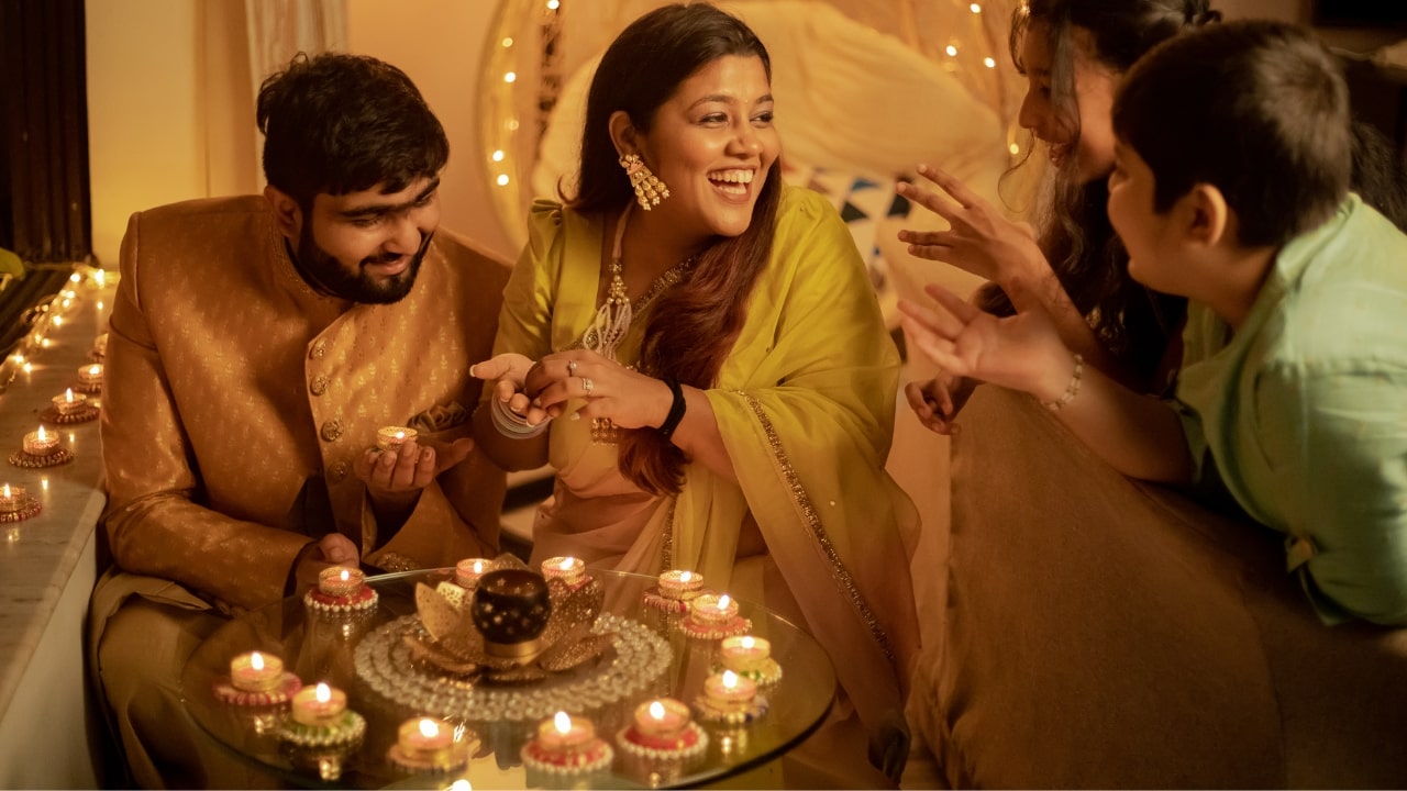 Family Celebrating Diwali